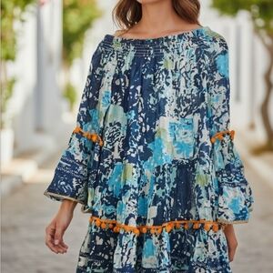 Bohemian Blue and Green Patterned Dress